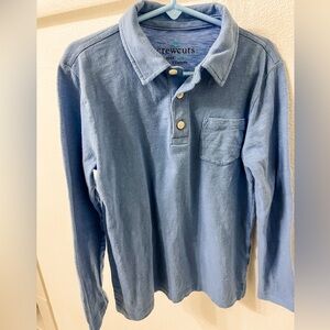 J Crew crew cuts long sleeve polo blue size 6-7